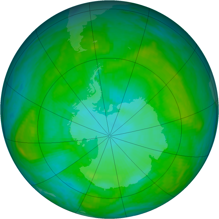 Antarctic ozone map for 17 January 1989